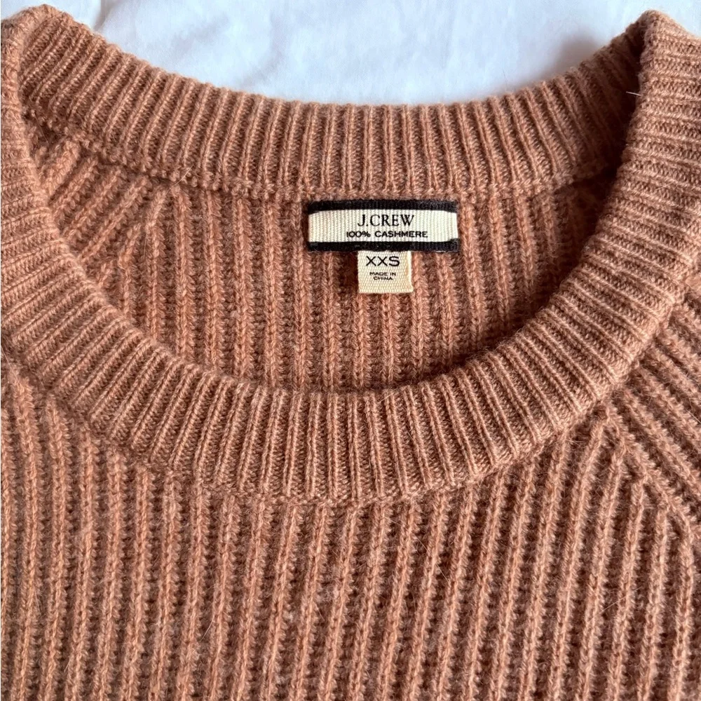 J. Crew Warm Tan Ribbed Cashmere Sweater - Picture 2 of 2